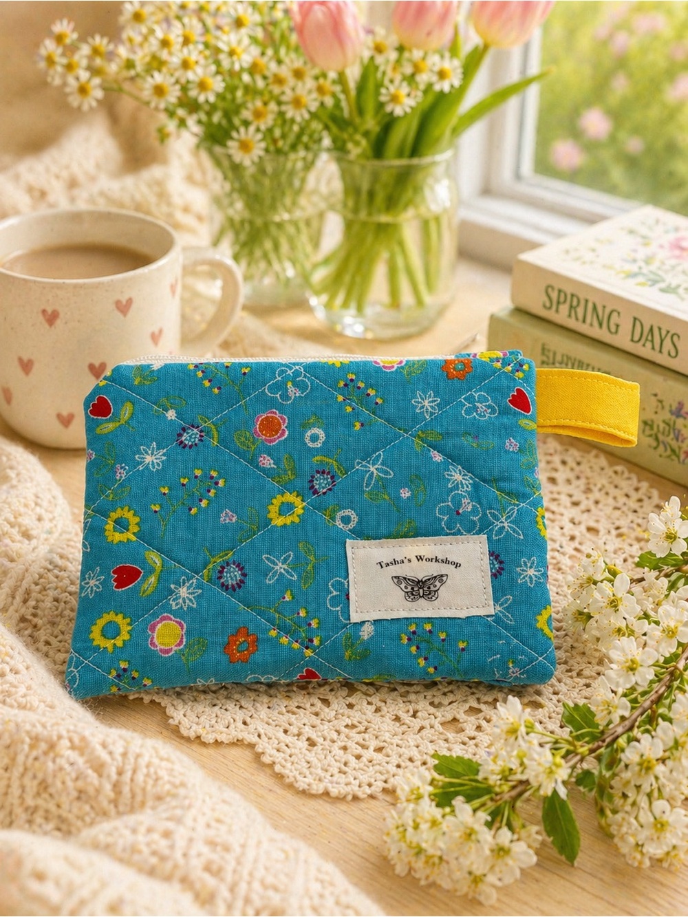 Spring Bloom Quilted Keychain Wallet